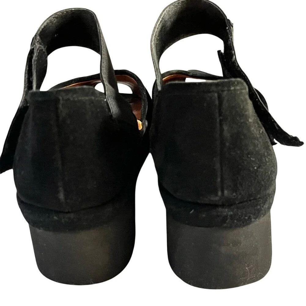 L'Amour Des Pieds Amadour Peep Toe Wedge shoe black suede sandal leather 7 comfy